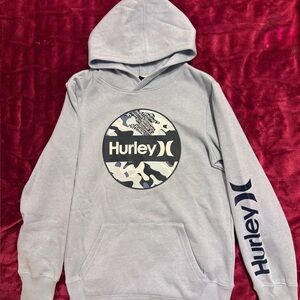 Hurley NWT Kids 10-12yr/Med, Lt Blue (Crystal Heather) Camo Logo Hoodie